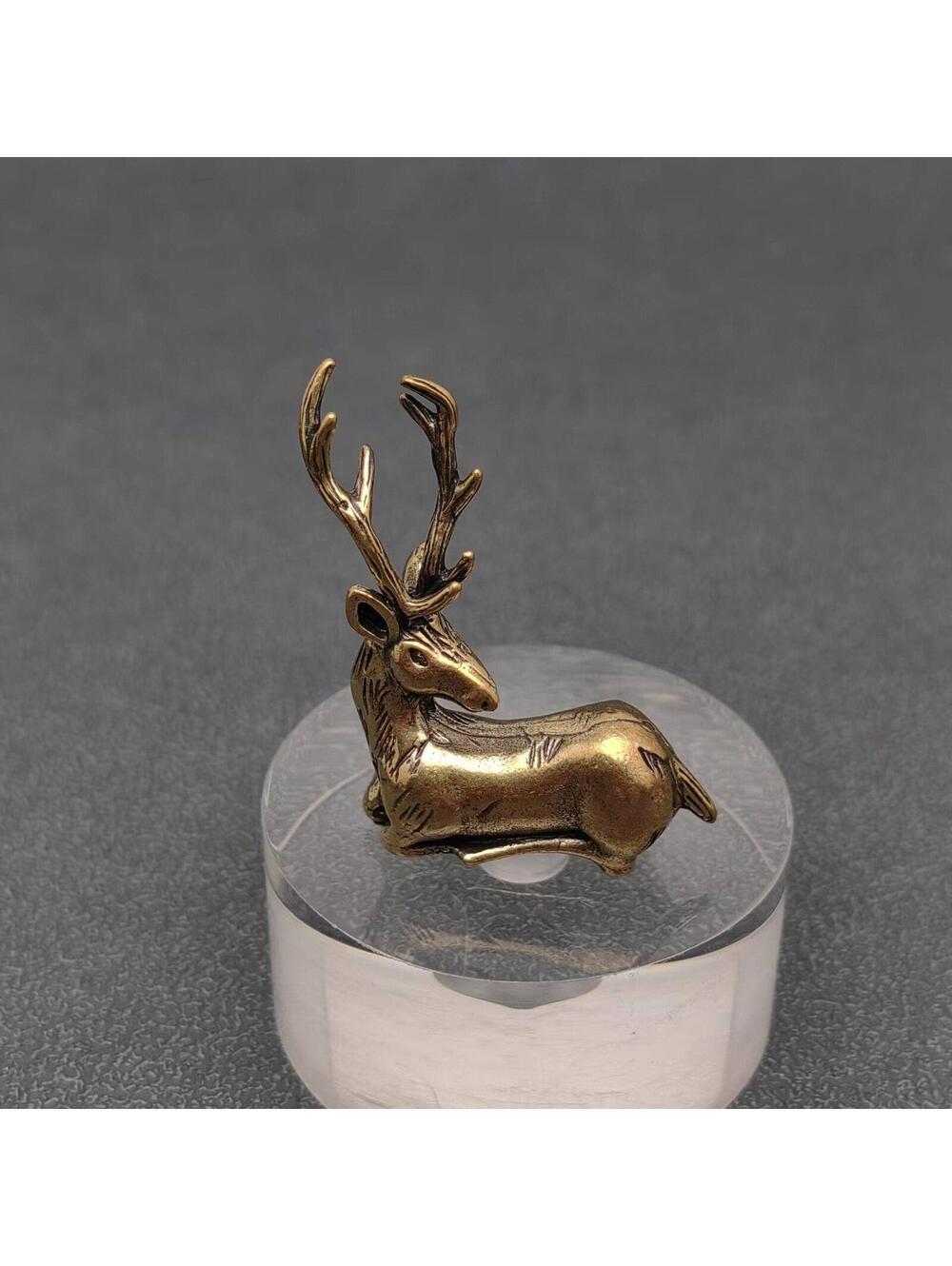 Miniature Brass Deer Figurine Sculpture
